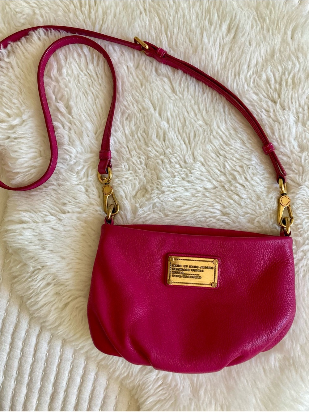 Marc by Marc Jacobs Hot Pink Leather Crossbody with Gold Hardware